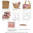 thumbnail image 5 of Picnic Time Piccadilly Vintage English-Style Wicker Picnic Basket for 2 with Complete Deluxe Service and Double-Lid Design, Red & White Plaid Pattern, 5 of 12