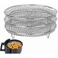 thumbnail image 1 of 3pcs Air Fryer Rack Airfryer Basket Compartment Stainless steel Airfryer Silver, 1 of 4