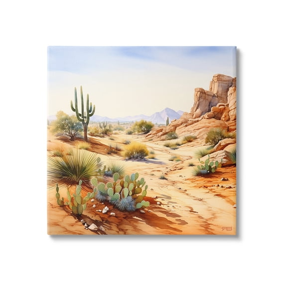 Stupell Industries Scenic Desert Plateau Landscape Painting Gallery Wrapped Canvas Art Print Wall Art, 17 x 17