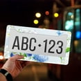 thumbnail image 4 of 1 Pcs Summer Floral Art with Blue and White Flowers License Plate Frame,License Plate Cover for Car Decorative Parts,Aluminum License Plate Bracket Holder Rust-Proof for US Standard Car, 4 of 8