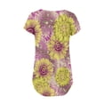 thumbnail image 5 of Fesfesfes Women Fashion Loose Tshirt Floral Printed V Neck Tunic Tops Buttons Short Sleeve T-shirt, 5 of 7