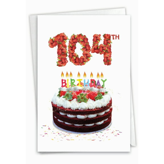 NobleWorks 104th Milestone Birthday Greeting Card with 5 x 7 Inch Envelope (1 Card) Big Day 104 C2767MBG