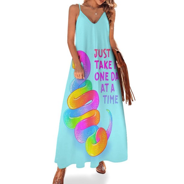 Tómatelo un día a la vez Vestido sin mangas Snek Vestido de fiesta para mujer 2024