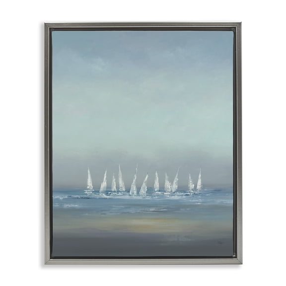 Stupell Industries Transitional The Regatta Abstract Seascape Gray Floating Frame Canvas Art, 25 x 31, by Lisa Ridgers