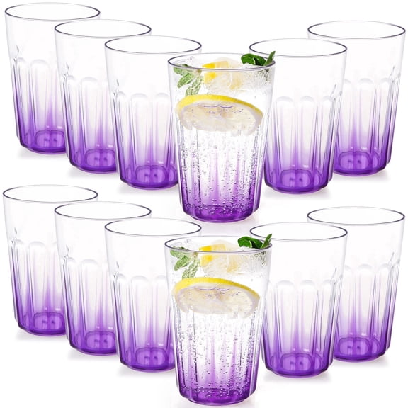 Greentainer Plastic Cups StackableReusable Drinking Glasses Apartment Essentials. Mugs for Family Gatherings, Parties, Picnics,Unbreakable ,Lightweight Tumbler Dishwasher Safe 12PCS 350ml BPA Free