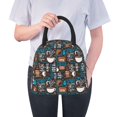 thumbnail image 3 of Horeoi Coffee Lover Print Pattern Large Insulated Lunch Bag for Work, School, Picnic - Waterproof, Durable Oxford Cloth, Comfortable Handle-Black, 3 of 9