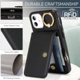 thumbnail image 5 of Allytechgroup iPhone 12 Mini Wallet Case, Ring Holder Stand Cards Slots Shockproof Retro Flip Back Cover Phone Case for Apple iPhone 12 Mini, Black, 5 of 6