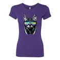 thumbnail image 2 of Wild Bobby, DJ Kitty Cat with Headphones | Womens Cat Lover Slim Fit Junior Tee, Purple Rush, Medium, 2 of 3