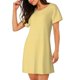 thumbnail image 2 of Disketp Yellow Gingham para Camisón Corto de Manga Corta para Mujeres, Camisón Cómodo con Escote Redondo, Bonito y Confortable, 2 of 6