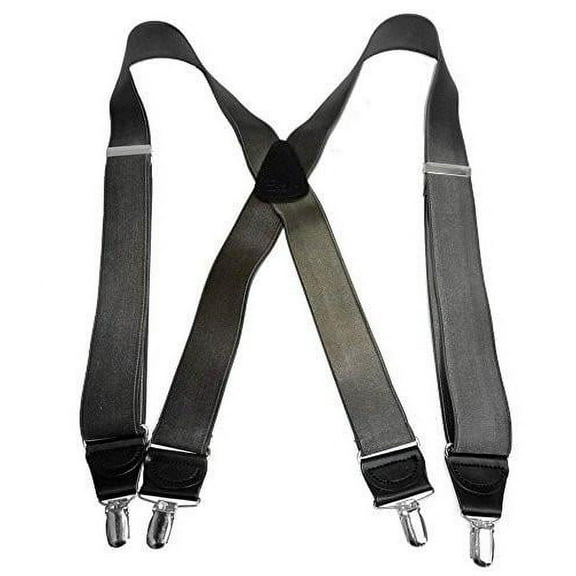 Hold-Ups Charcoal Grey 1-1/2" Wide Suspenders X-back with Silver-tone no-slip Clips