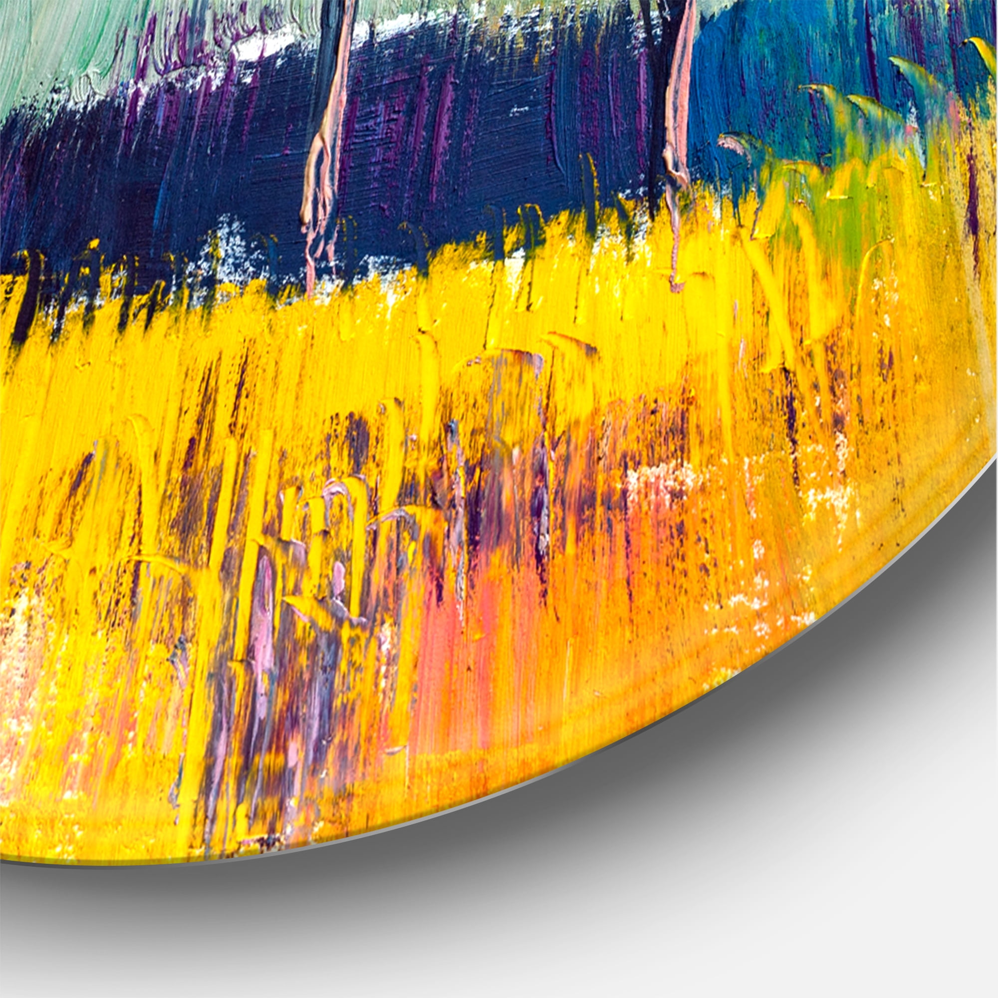 Designart 'Autumn Colorful Fantasy Trees III' Modern Circle Metal Wall Art 36x36 - Disc of 36