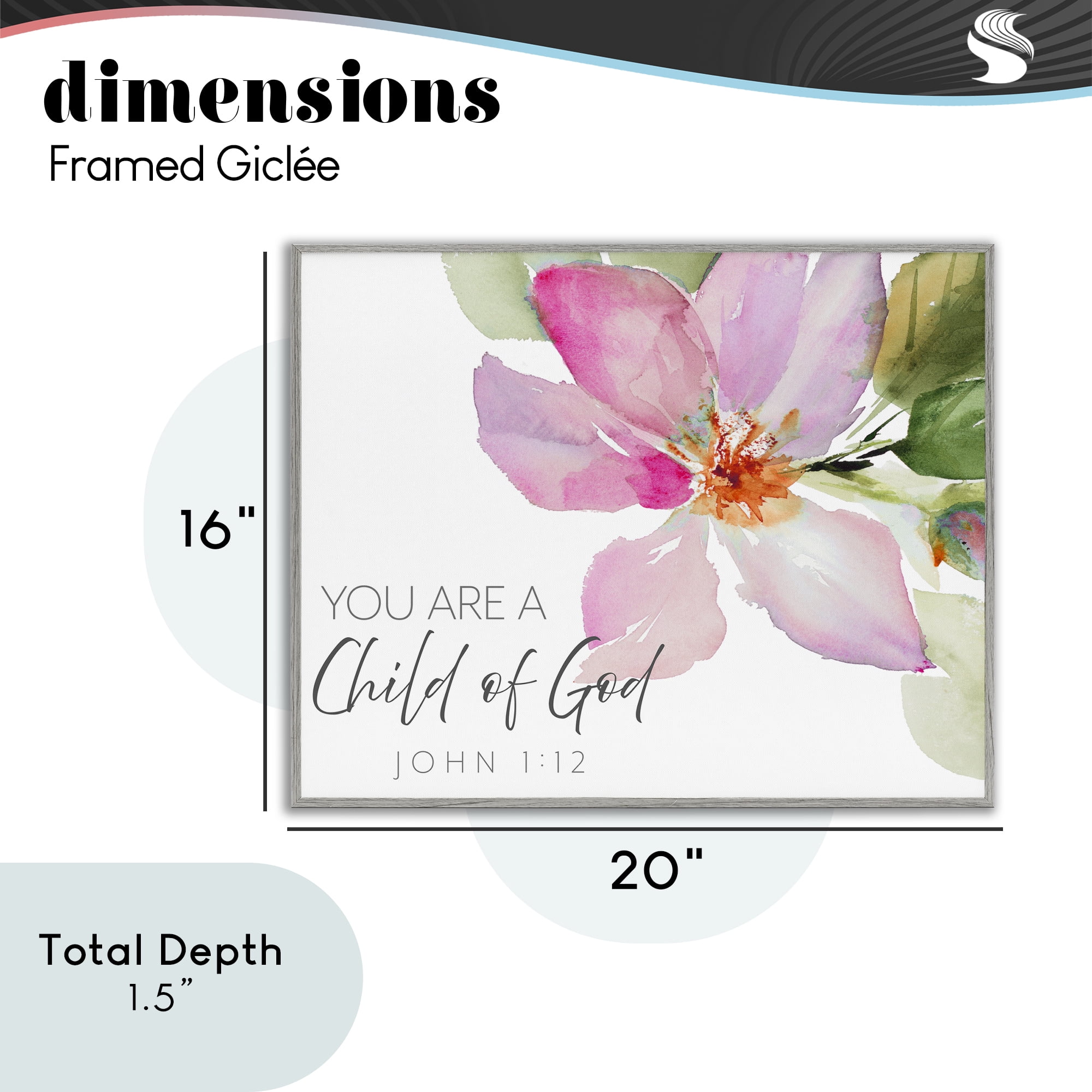 Stupell Industries Child Of God Pink Flower Gray Framed Giclee Art, design by Lanie Loreth