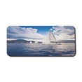 thumbnail image 1 of Nautical Computer Mouse Pad, Sailing Boat and Sails on Sea Waves Cloudy Sky Adventure Photo Print, Rectangle Non-Slip Rubber Mousepad X-Large, 35" x 15" Gaming Size, Blue and White, by Ambesonne, 1 of 2