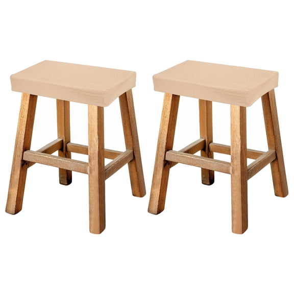 Uxcell Bar Stool Cover Rectangle, Stretch Washable Saddle Counter Vanity Barstool Slipcover Seat Cushion Protector with Elastic Band for Wooden Metal Bench(Light Yellow, 2Pcs)