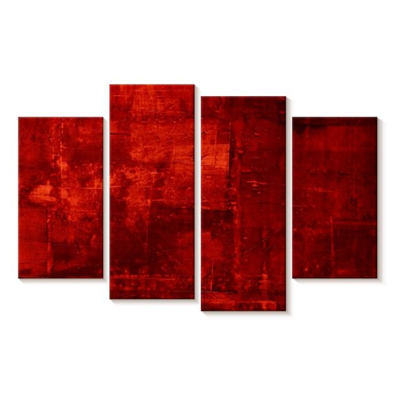 Elephant Stock Love Is Red Wall Art - Horizontal Multi Panel Canvas - Living Room Wall Decor - Abstract Multi Panel - Red And Decor By Luca Brandi - 30" x 18"
