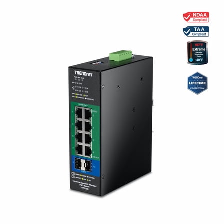 TRENDnet TI-PG103i,10-Port Industrial Gigabit L2 Managed PoE  DINRail Switch 24 – 57V