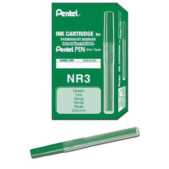 Pentel Refill Ink for Handy-Line S Slim Permanent Marker (Choose Color)[Green,Dozen]