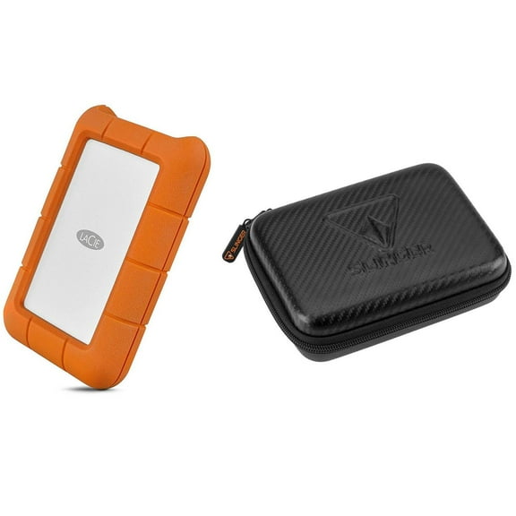 LaCie 5TB Rugged USB 3.0 Type-C Portable External Hard Drive HHD (STFR5000800) with Slinger Hard Drive Case, Includes 1 Month Adobe CC