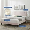 thumbnail image 4 of Platform Bed Frame, King Size, Velvet, Pink, Modern Contemporary Urban Design, Bedroom Master Guest Suite, 4 of 10