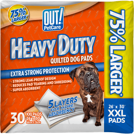 OUT! Heavy Duty XXL Dog Pads, Absorbent Pet Training and Puppy Pads, 26 x 30 in,  - 30 Pads