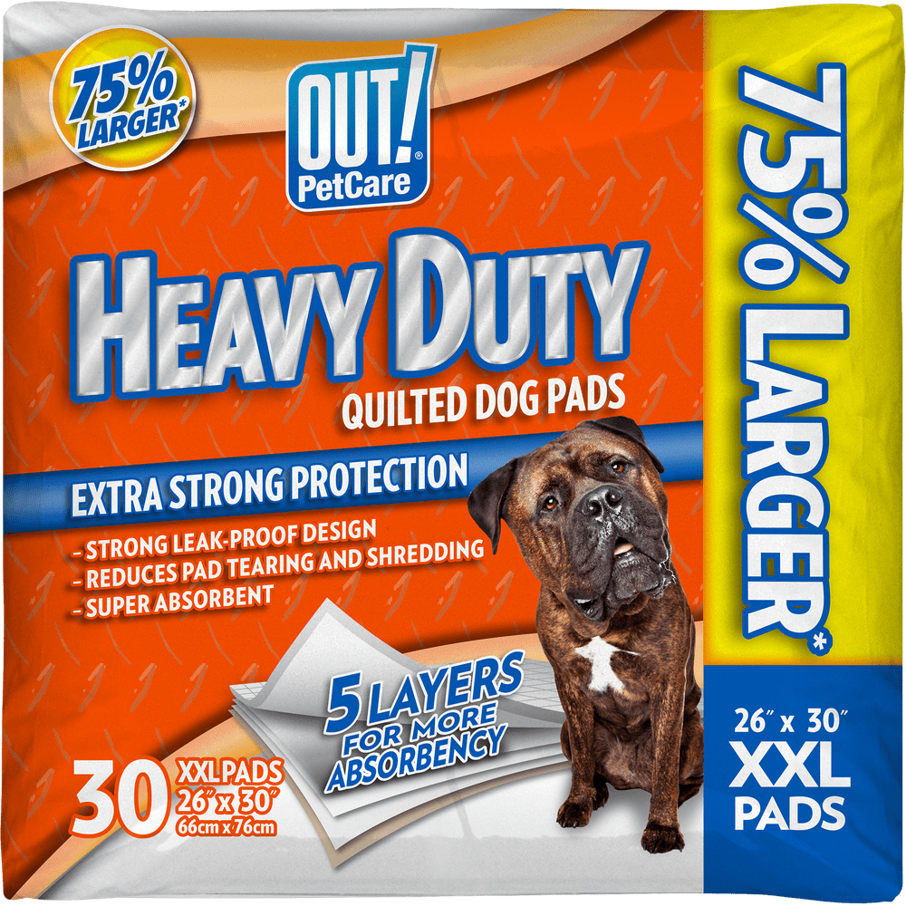 OUT! Heavy Duty XXL Dog Pads, Absorbent Pet Training and Puppy Pads, 30