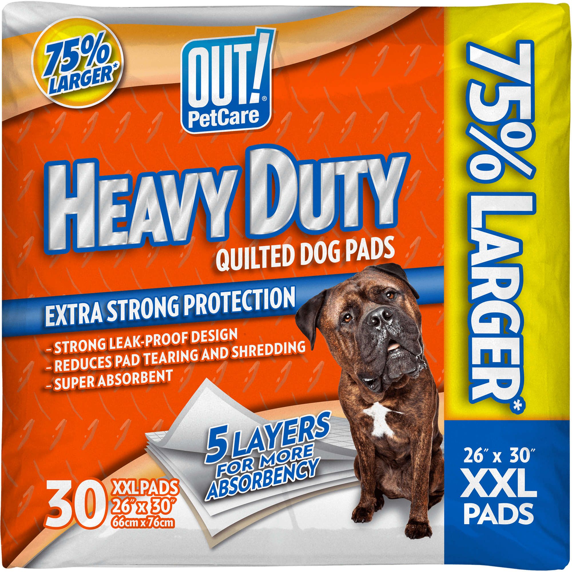 OUT! Heavy Duty XXL Dog Pads, Absorbent Pet Training and Puppy Pads, 26 x 30 in, - 30 Pads