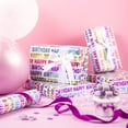 thumbnail image 5 of Birthday Wrapping Paper Mini Roll 5 Rolls Wrapping Paper Pink Happy Birthday Wrapping Paper for Girls, Boys, Holiday Gift for Birthday Christmas, 5 of 5