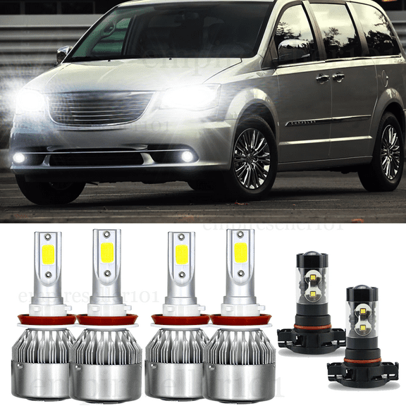 For Chrysler Town & Country 2010-2016 - 6x 6000K LED Headlight   Fog Light Bulbs