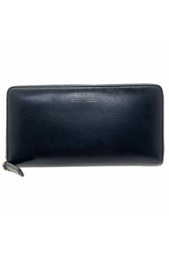 Pre-Owned Gucci Long Wallet Print Zip Around Leather Black 547591 GUCCI Round TT-14144 (Fair)