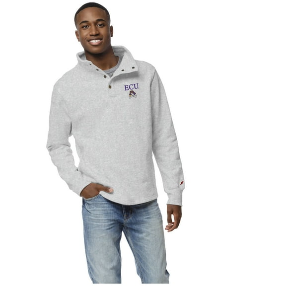 Men's League Collegiate Wear Gray ECU Pirates 1636 Fleece Quarter-Snap Pullover Top