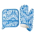 thumbnail image 3 of Lavish Home Oven Mitt And Pot Holder Set, Quilted And Flame And Heat Resistant (Blue), 3 of 5