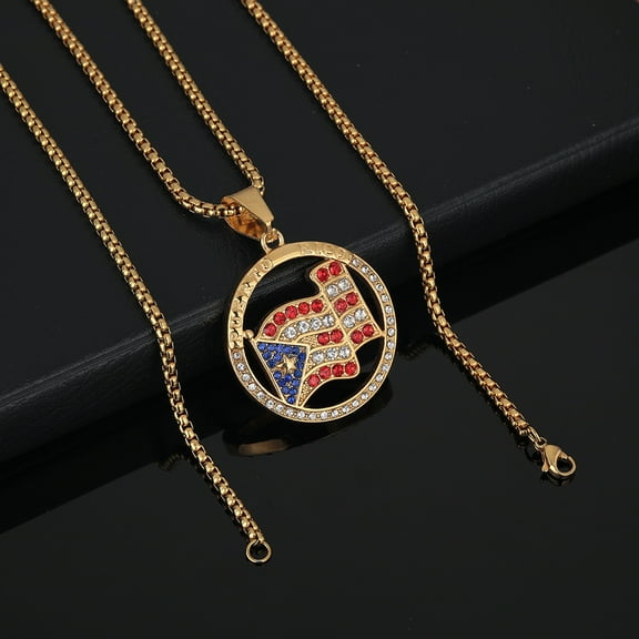 14K Yellow Gold Simple Exquisite Personalized Puerto Rico Flag Pendant