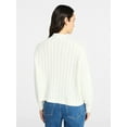 thumbnail image 4 of Time and Tru Women's Pointelle Mock Neck Pullover Sweater with Long Sleeves, Lightweight, Sizes XS-XXXL, 4 of 6