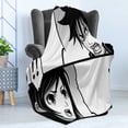 thumbnail image 4 of Anime Soft Flannel Fleece Throw Blanket, Japanese Comics Strip Boy and Girl Fight Scene Manga Image Cartoon Print, Cozy Plush for Indoor and Outdoor Use, 70" x 90", Black White Grey, by Ambesonne, 4 of 5