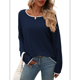 thumbnail image 1 of Suéteres de Otoño 2025 para Mujer, Informales, de Cuello Redondo, con Contraste, de Larga, de Punto, Tops Tipo Jersey Azul Marino L, 1 of 7