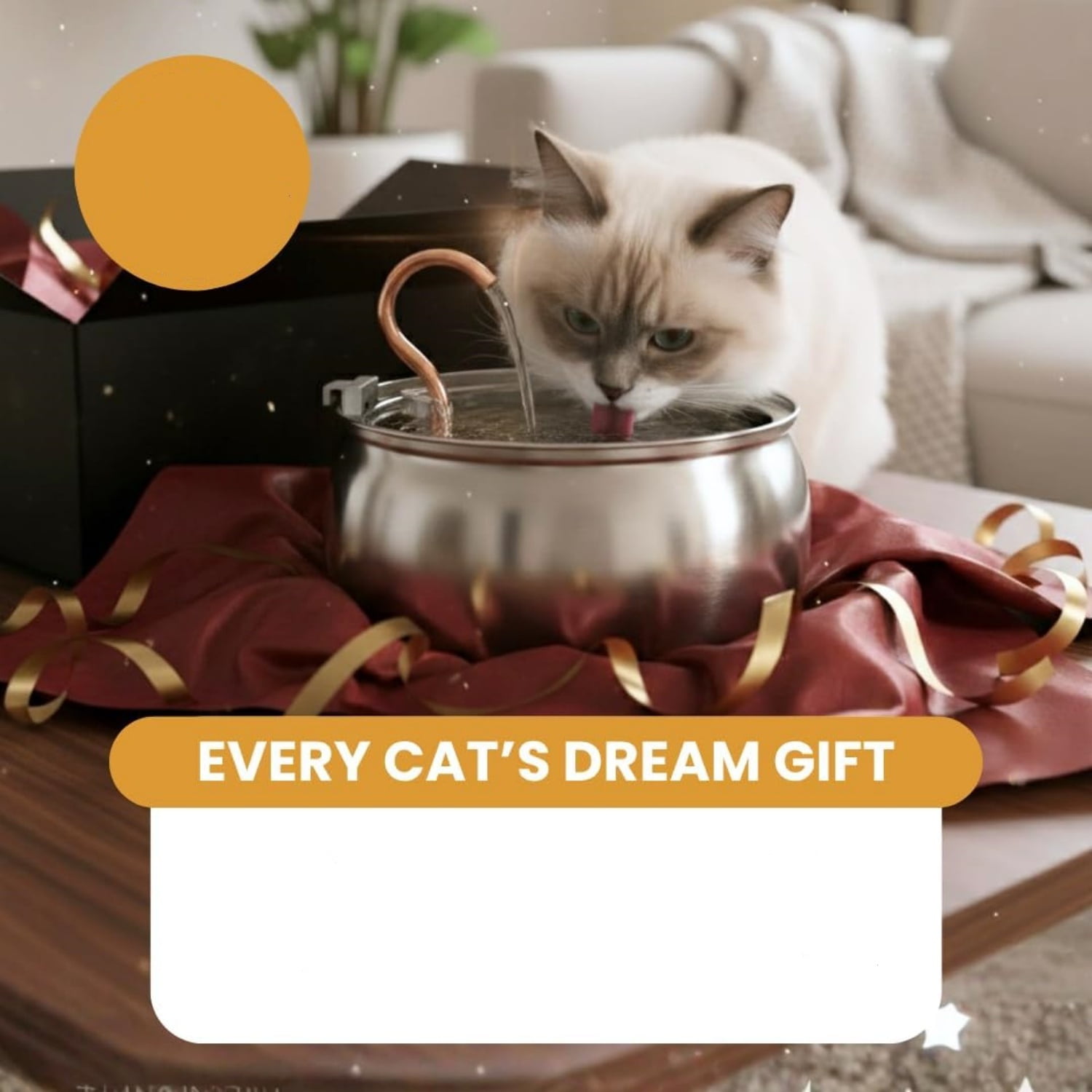 Stainless Steel Cat Water Fountain Automatic Drinking Fountain, Quiet Circulating Water Bowl, Dishwasher Safe, Indoor Pet Fountain for Hydrated Healthy Cats (Stainless Steel, 4L Corded)