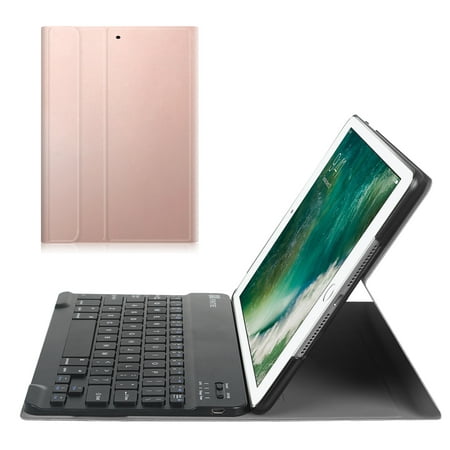 Fintie SlimShell Keyboard Case Cover for iPad 9.7 Inch 6th Gen 2018 / 5th Gen 2017 / iPad Air 2 / iPad Air, Rose Gold