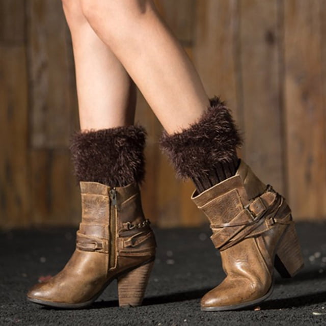 Leg Warmers Knitted Wool Like Boots Woolen Leg Warmers Short Flanges Solid Color Feather Yarn Hosiery