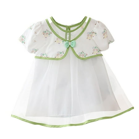 

ZRBYWB Girls Dress Summer Super Fairy Tang Suit Little Girl Princess Dress Baby Girl Clothes