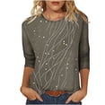 thumbnail image 3 of Jsaierl Tops for Women 3/4 Sleeve Plus Size Round Neck Shirts Cute Graphic Ladies Blouses Workout Cotton T-shirts Top S-3XL, 3 of 10