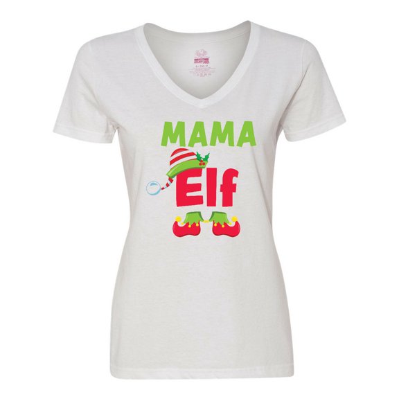 Inktastic Christmas Mama Elf Women's V-Neck T-Shirt
