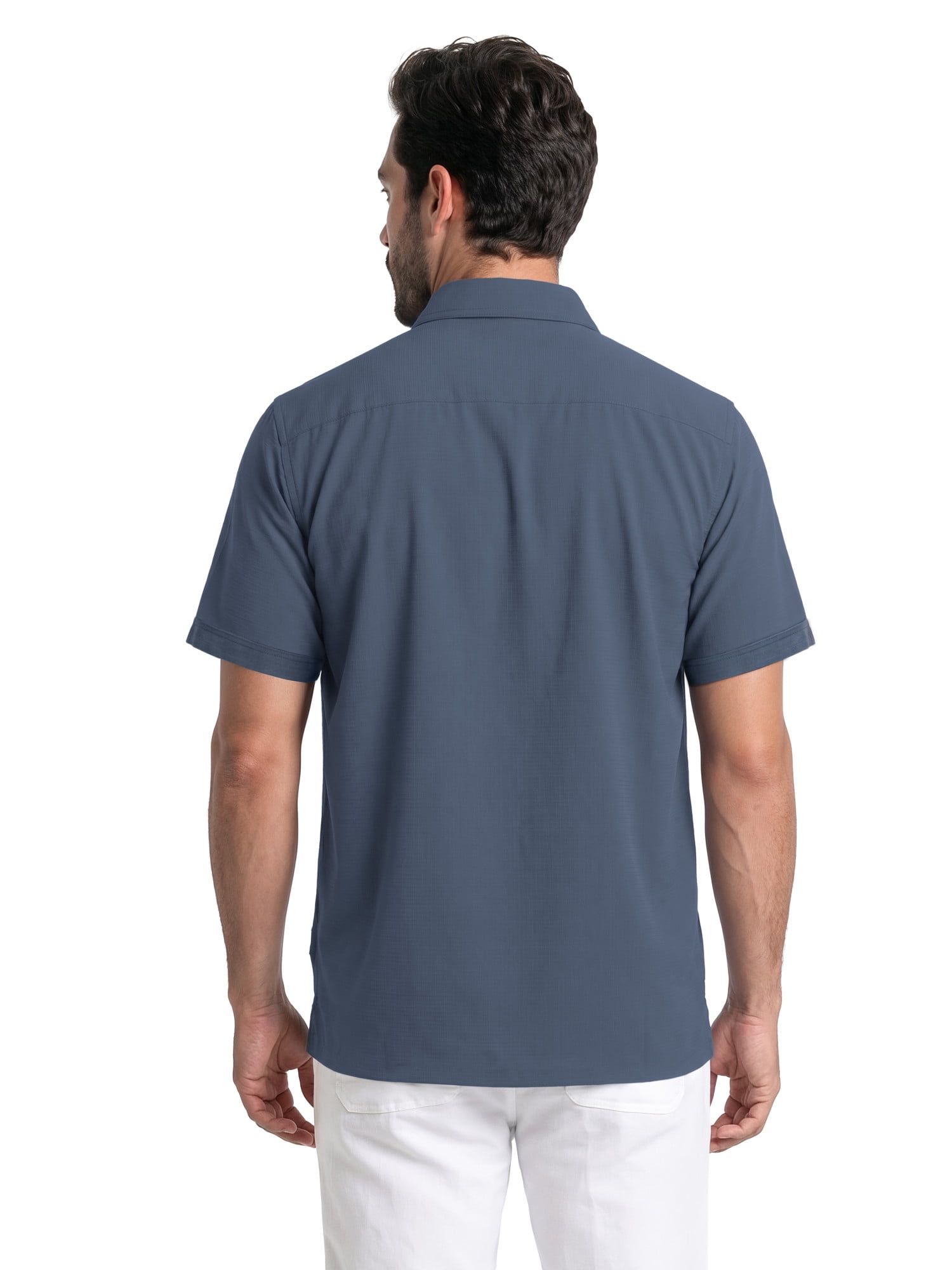 Cafe Luna Men's & Big Men's Geo Panel Print Short Sleeve Button Down Shirt, Sizes S-5XL