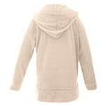thumbnail image 3 of Ribbed Hoodies for Women Fall Winter Long Sleeve Button Side Slit Plain Hooded Sweatshirt Pullover Tops, 3 of 6