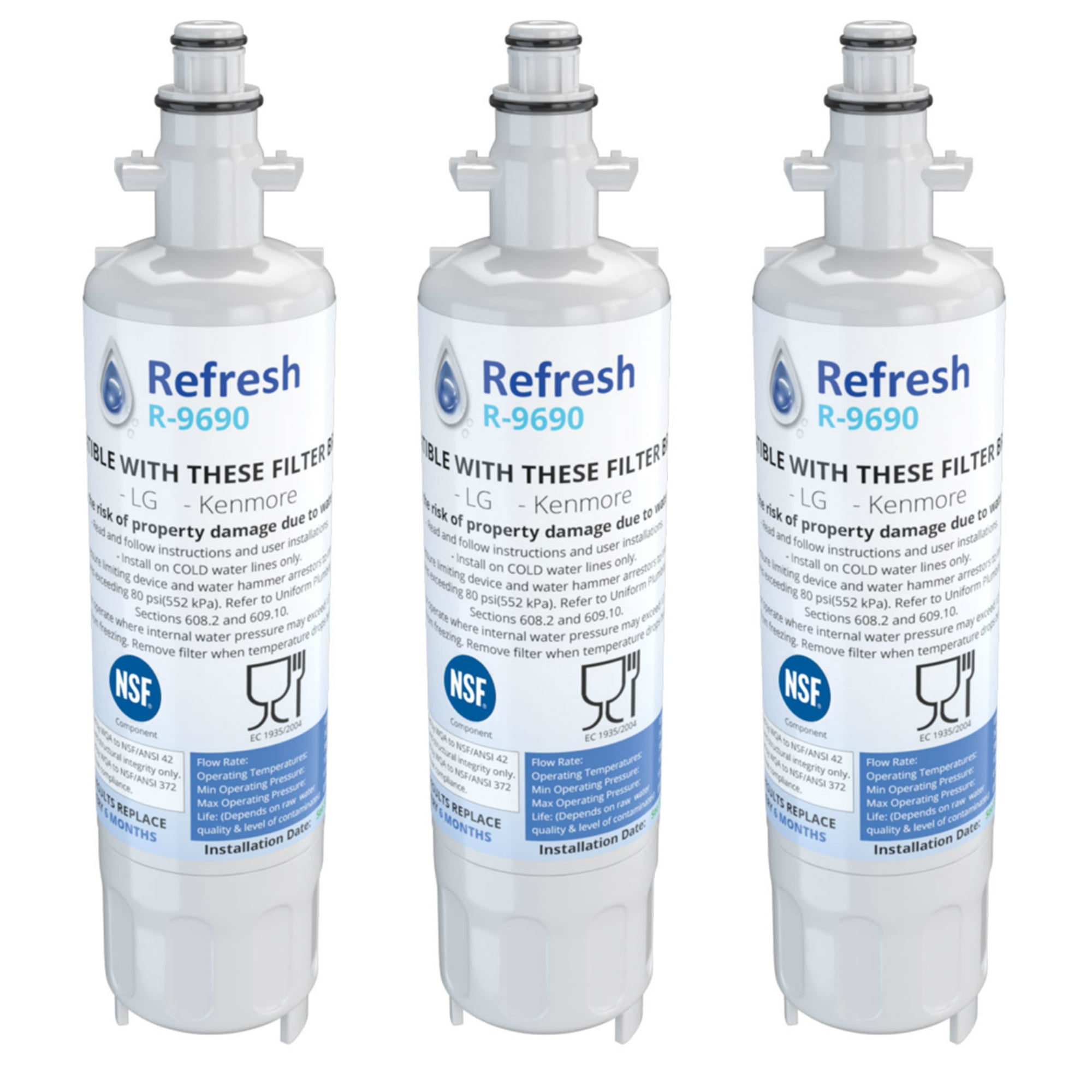 3 Pack Replacement Water Filter for LG LFXS29766S Refrigerators 