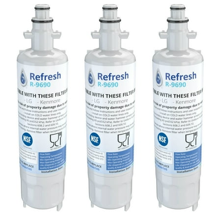 

Replacement For LG LFX28978SW Refrigerator Water Filter - by Refresh (3 Pack)