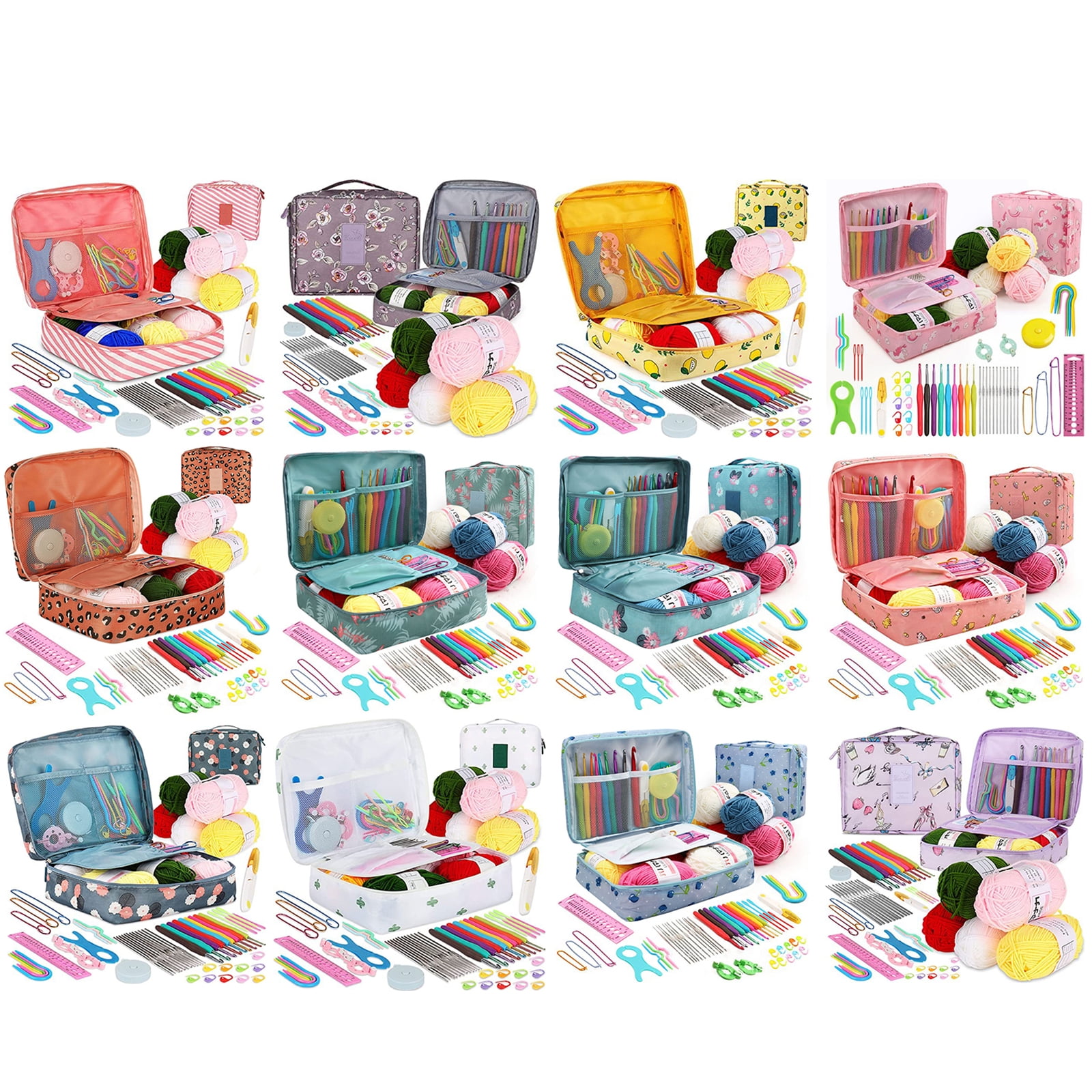 Crochet Hook Bundle with 58 Pieces including Colorful Hooks and Aluminum Handles Great for Crafting Project