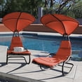 thumbnail image 2 of 2X Rocking Hanging Lounge Chair - Curved Chaise Rocking Lounge Chair Swing For Backyard Patio w/ Built-in Pillow Removable Canopy with stand {Orange}, 2 of 8