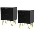 thumbnail image 4 of eclife Set of 2 Black Nightstand with 2 Drawers, Modern Bedside Table with Gold Handles for Bedroom or Living Room, 4 of 12