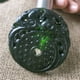 thumbnail image 4 of Jade pendant, made of black ink jade with openwork snake pattern, translucent green under light, magnetic jade., 4 of 4