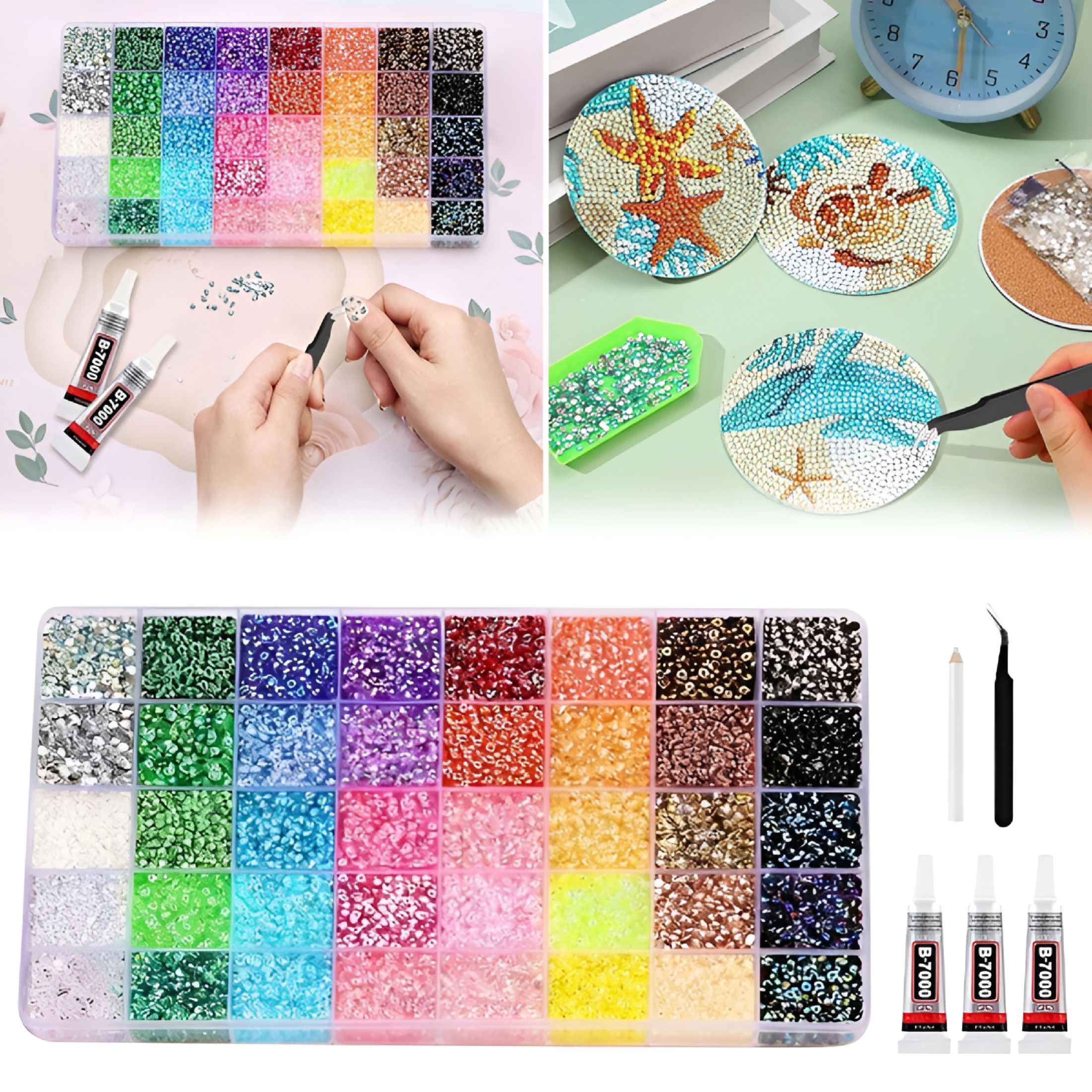 ACDANC Resin Jelly Rhinestones Set for Bedazzling, Multicolor Flatback Gems for Diamond Art, Bedazzler Kit with 3Pcs Jewelry Glue, 1 Pcs Tweezers, 1 Pcs Pickup Pen for Nail Art Crafting Book Makeup